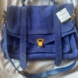 Proenza Schouler Deep Blue Satchel with Gold Accents
